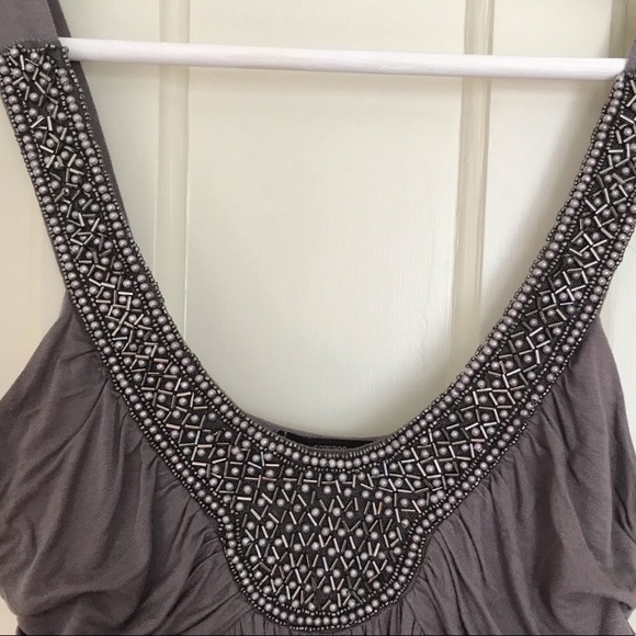 Soprano Grey Beaded Neck Tank Top - Picture 5 of 8